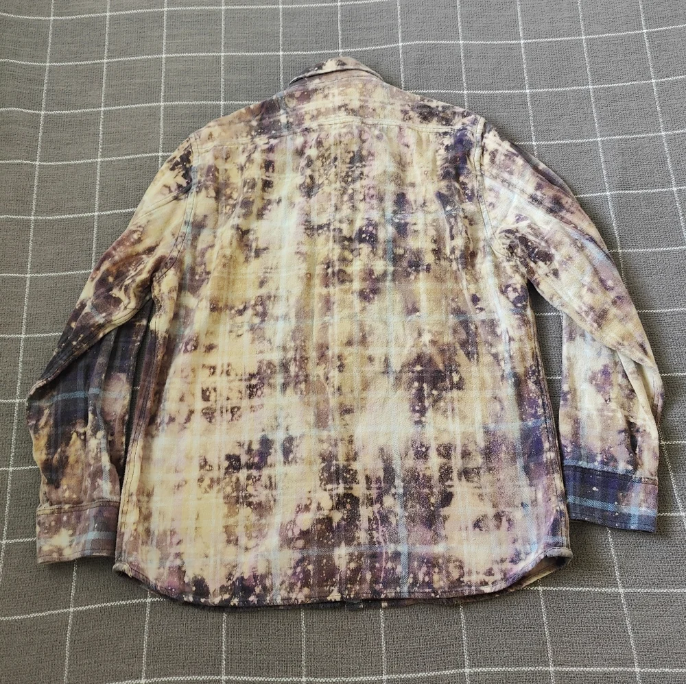 Grayers Clothiers Once in a Blue Moon Distressed Acid Bleached Flannel Shirt - Picture 8 of 9